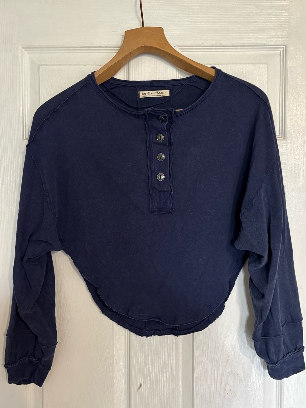 Free People Melodi Henley Top in Blue Quarry - Picture 2 of 4